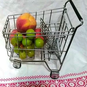 Chrome finish mini shopping cart.